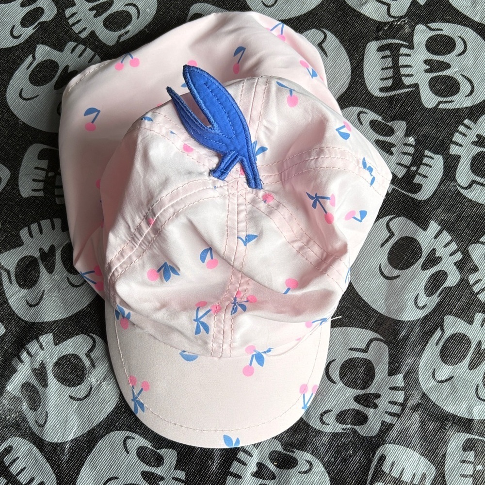 Baby/Toddler Pink and Blue Cherry Patterned Sun Hat with Neck Shield​​